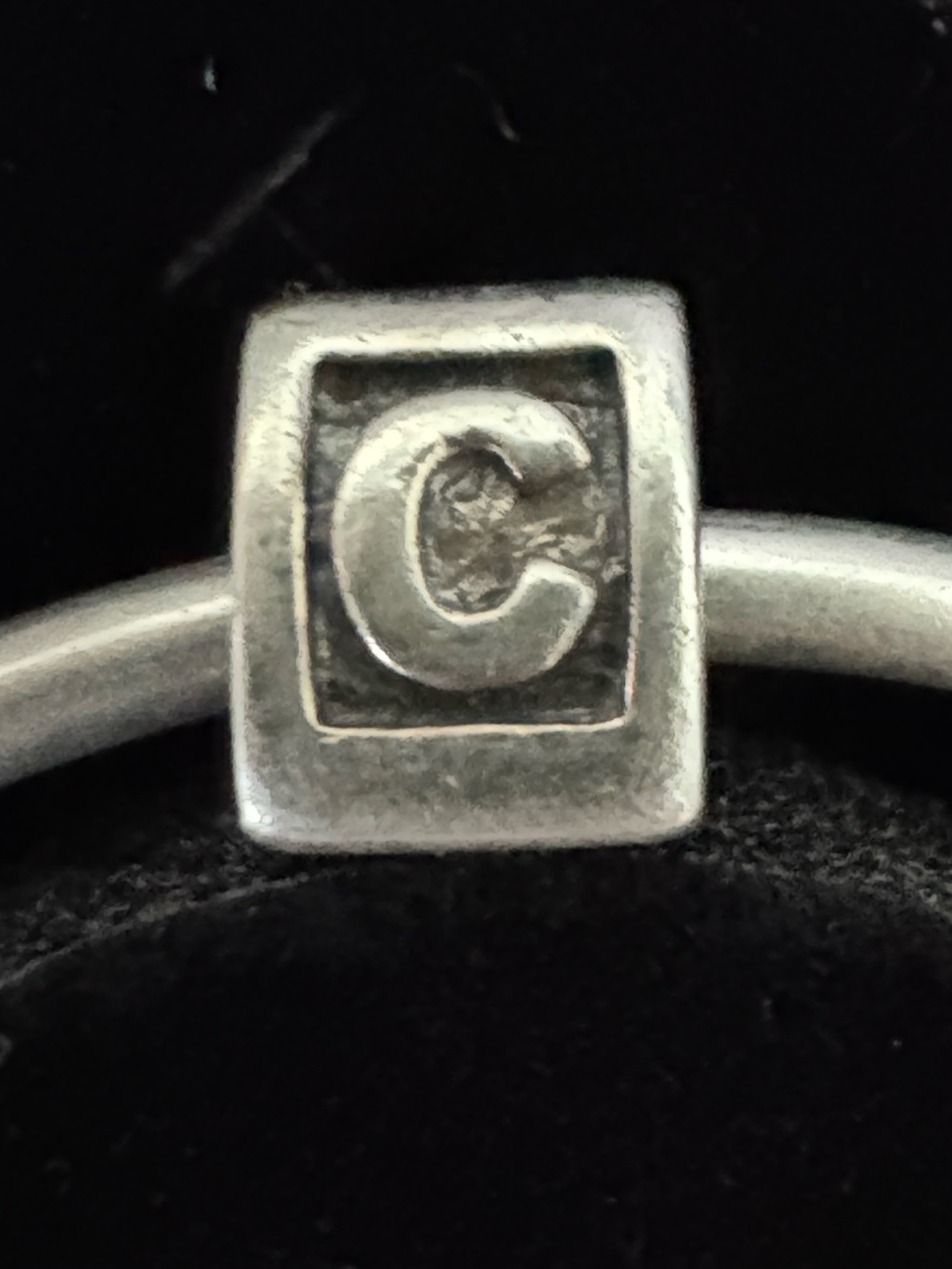 Pandora Silver 'C' Initial Square Bead Bracelet